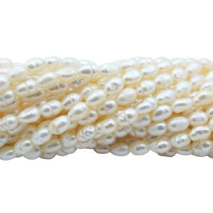 Freshwater Pearl - Rice - 5 x 3mm - 34cm Strand