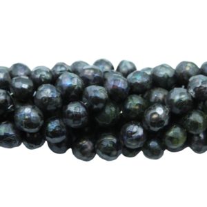 Freshwater Pearl - Faceted - 10 - 15mm - 40cm Strand - Green Iri