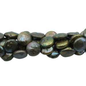 Freshwater Pearl - Coin - 10mm - 40cm Strand - Olive