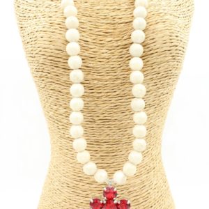 Gemstone / Swarovski Cross Necklace - Lt Siam - 40cm - DRA