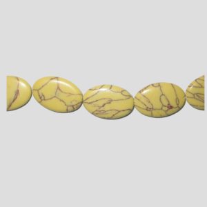 Howlite - 30 x 20mm Flat Oval - Dyed Yellow - 38cm Strand