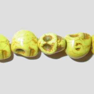 Skull - Howlite - 12mm - Yellow - 20cm Strand