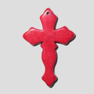 Cross - 44 x 23mm - Dyed Howlite - Red