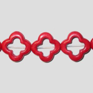 Howlite - 19mm Diamond - Red - 40cm Strand