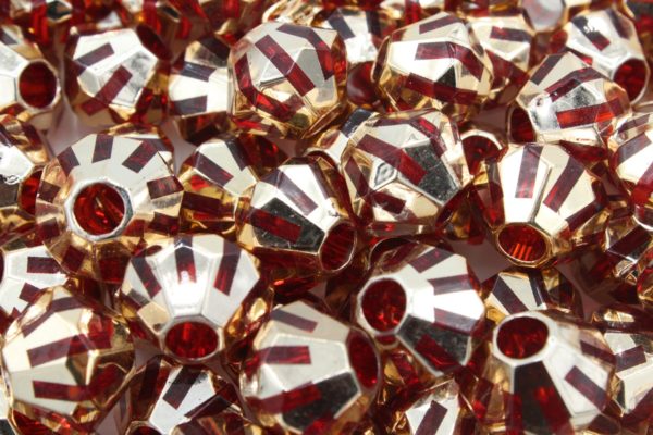15 x 18mm Bicone - Gold / Red