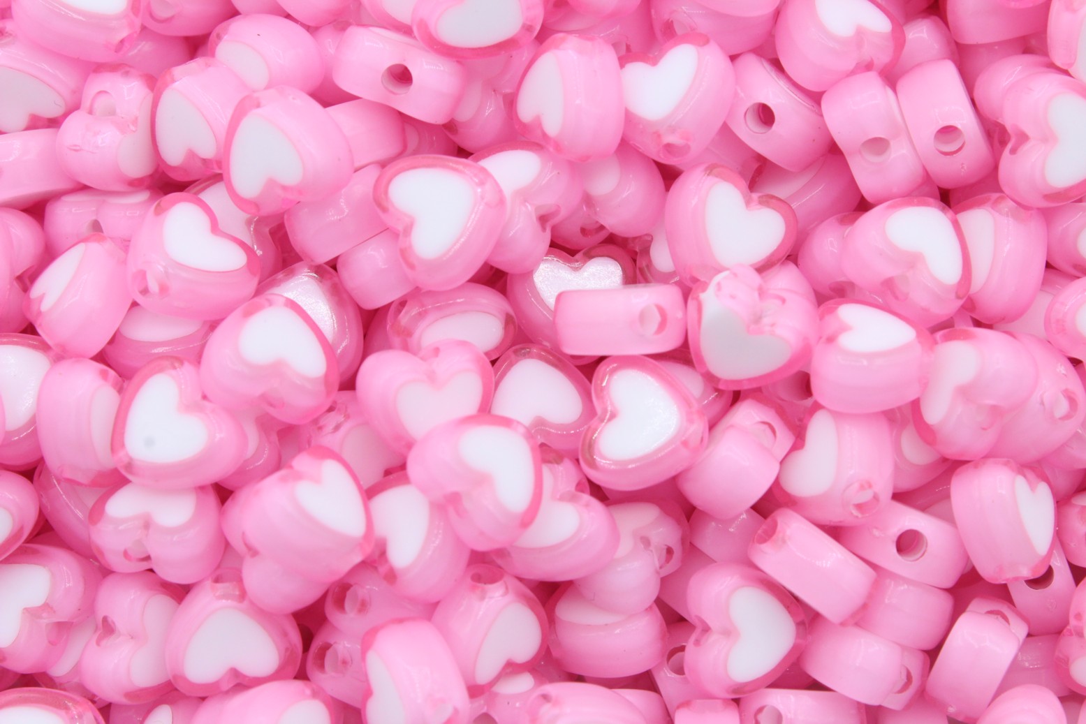 8mm Heart Bead Pink / White Bead, Trimming & Craft Co