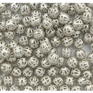 Filigree Round - 6mm - Antique Silver