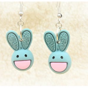 Easter Bunny Earrings - 28 x 15mm - Blue