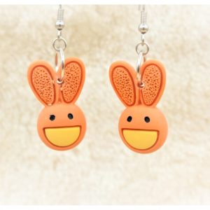 Easter Bunny Earrings - 28 x 15mm - Orange