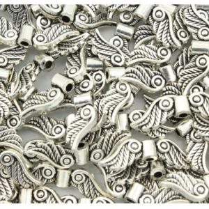 Wings - E - 25 x 10mm - Antique Silver