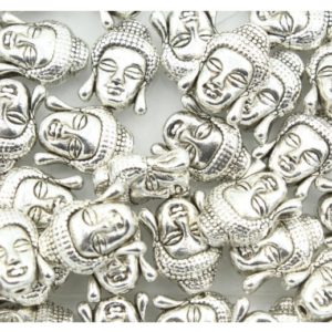 Buddha Head - 15 x 12mm - Antique Silver