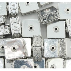 Filigree Flat Square - 14 x 6mm - Antique Silver