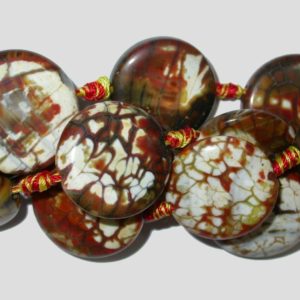 Agate - 25mm Coin - Brown Wash - 34cm Strand
