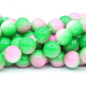 8mm Filler Bead - Green / Pink - 40cm Strand