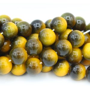 8mm Filler Bead - Yellow / Brown - 40cm Strand