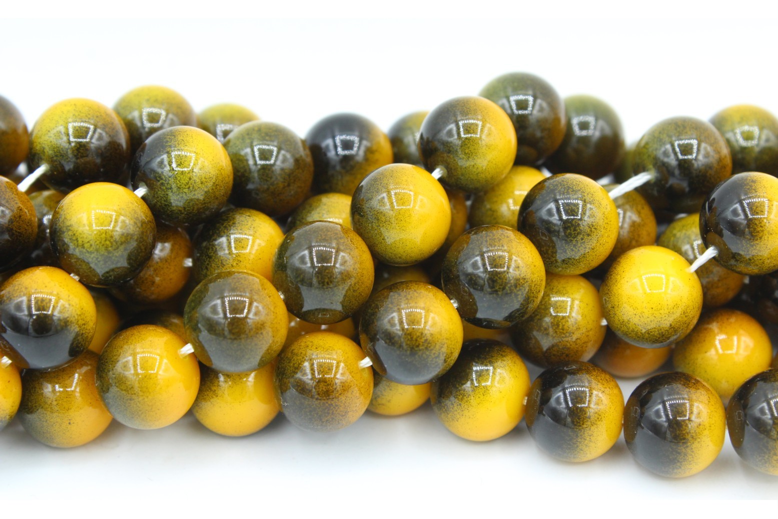8mm Filler Bead Yellow / Brown 40cm Strand Bead, Trimming & Craft Co