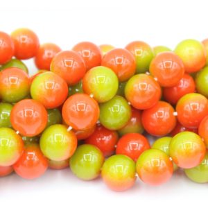 8mm Filler Bead - Green / Red - 40cm Strand