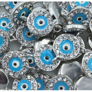 Crystal / Eye Joiner - 20 x 12mm - Antique Silver