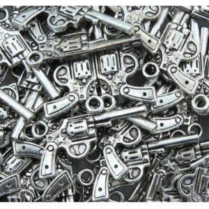 Gun - 24 x 13mm - Antique Silver