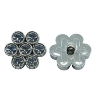 Swarovski 1763 - Flower Button - 14mm - Crystal / Antique Silver