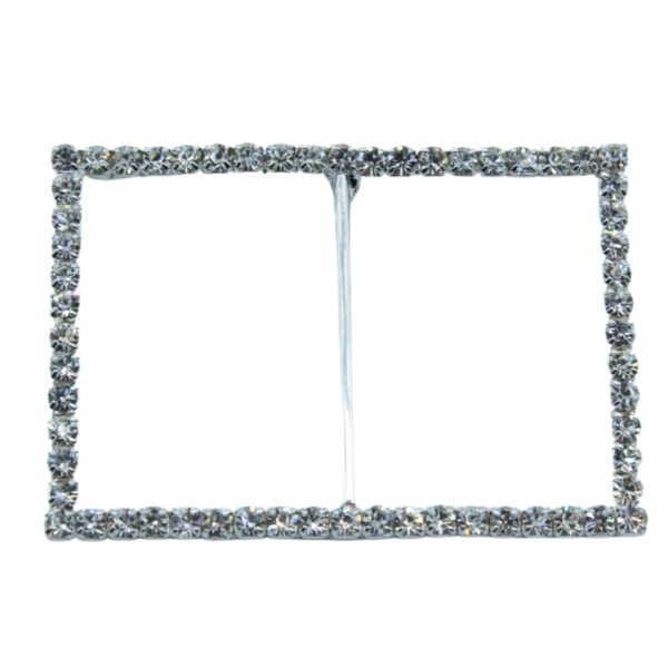 Buckle - Rectangle - 60 x 40mm - Crystal / Silver