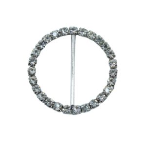 Buckle - Round - 35mm - Crystal / Antique Silver