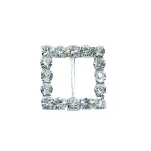 Buckle - Square - 20mm - Crystal / Silver
