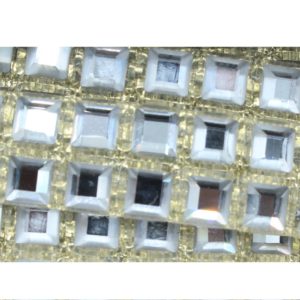 2 Row Square - Crystal / Gold - Price per centimeter
