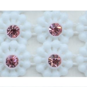Flower Trimming - Lt Rose / White - 10mm - Price per cm