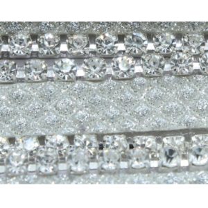 10mm - 2 Row Crystal / Silver - Heat Fix - Price per centimeter