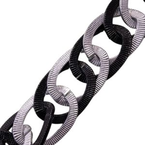 Chain - 25 x 18mm - Oval Link - Black / Silver - Price per cm