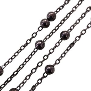 Chain - 2.5 x 2mm - Ball / Oval - Ant Black - Price per cm