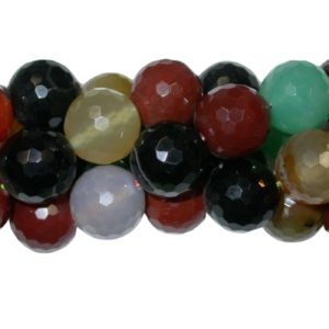 Jade - 16mm Round Faceted - Multi A - 40cm Strand
