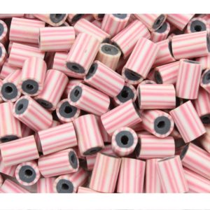 Polymer Clay Tube - 9 x 6mm - Pink