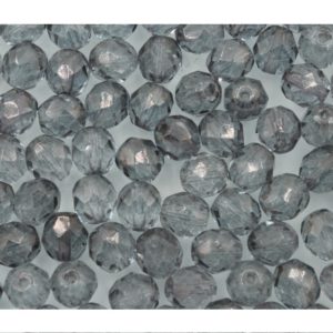 8mm - Czech Fire Polished - Faceted - Grey
