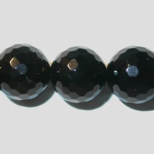 Black Onyx - Faceted World Bead - 12mm - 19cm Strand