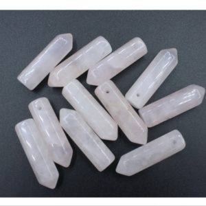 Rose Quartz Pencil Pendant - 30 x 10mm