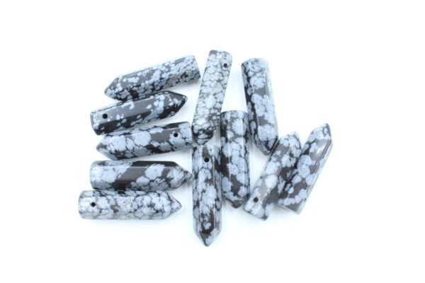 Snowflake Obsidian Pencil Pendant - 30 x 10mm