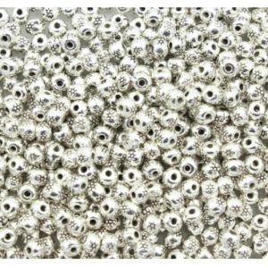 Spot Bead - 4mm - Antique Silver