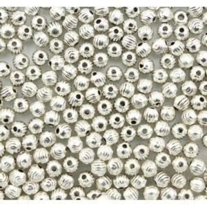 Grated Round Spacer - 4mm - Antique Silver