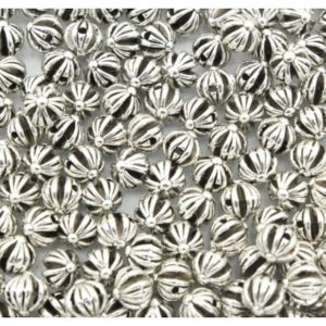 Pumpkin Shape - 6mm - Side Drilled - Antique Silver