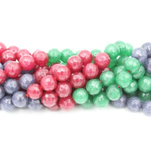 Jade - 4mm Faceted A - Mix Colour Dyed - 38cm Strand