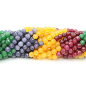 Jade - 4mm Faceted B - Mix Colour Dyed - 38cm Strand
