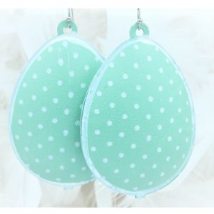 Easter Egg Earrings - Spotty Green - 60mm