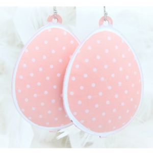 Easter Egg Earrings - Spotty Pink - 60mm