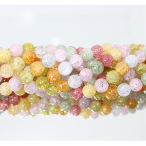 Crack Crystal - Dyed Mix Colour - 8mm Round - 39cm Strand