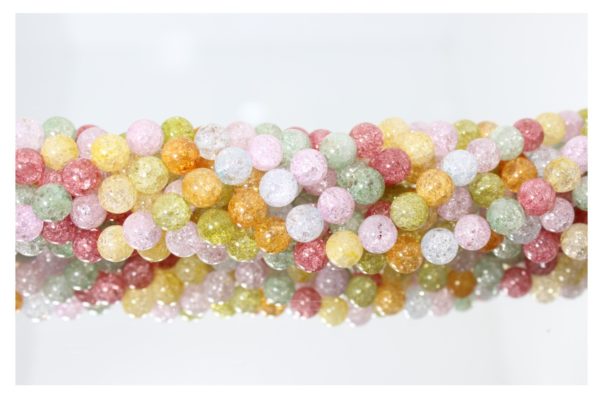 Crack Crystal - Dyed Mix Colour - 8mm Round - 39cm Strand