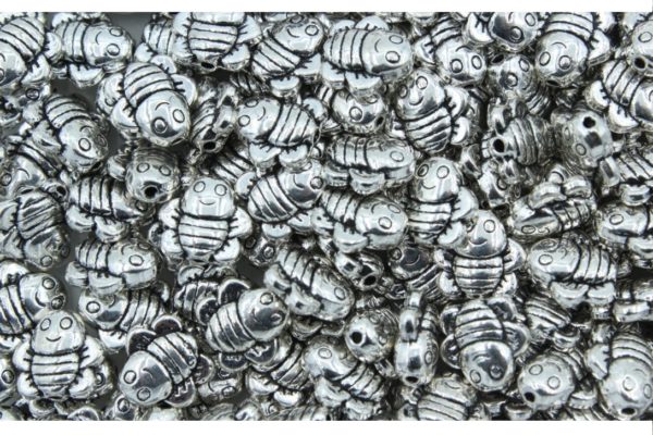 Bee Bead - 10 x 8mm - Antique Silver