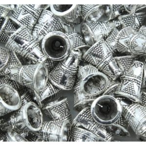 Cone Bead - 12 x 8mm - Antique Silver