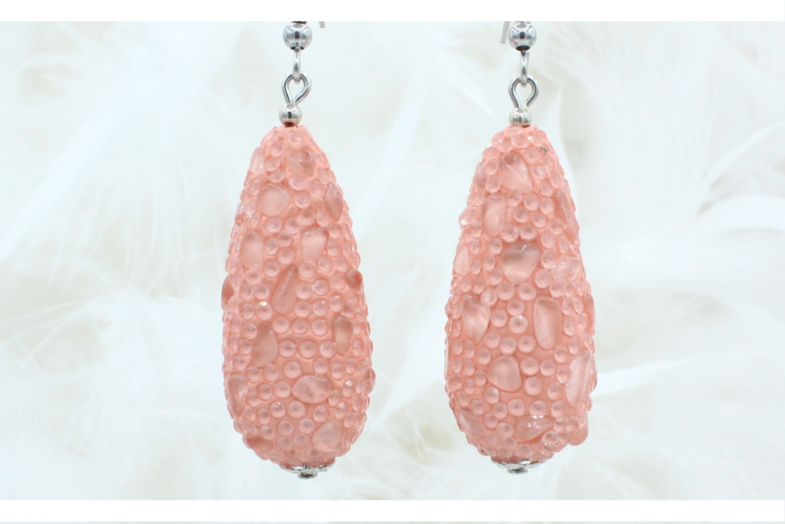 Mosaic Crystal Drop Earring 38mm Peach Bead, Trimming & Craft Co